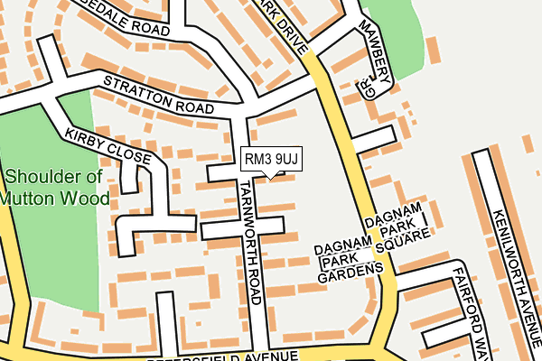 RM3 9UJ map - OS OpenMap – Local (Ordnance Survey)