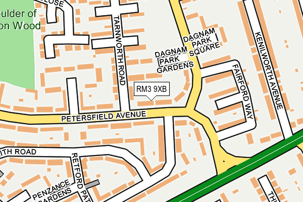 RM3 9XB map - OS OpenMap – Local (Ordnance Survey)