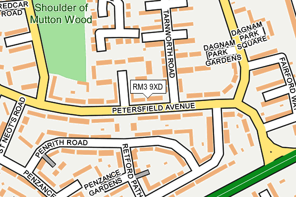 RM3 9XD map - OS OpenMap – Local (Ordnance Survey)