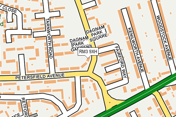 RM3 9XH map - OS OpenMap – Local (Ordnance Survey)