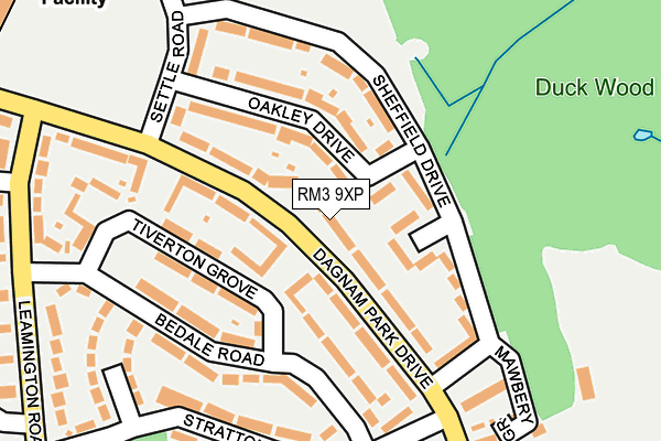 RM3 9XP map - OS OpenMap – Local (Ordnance Survey)