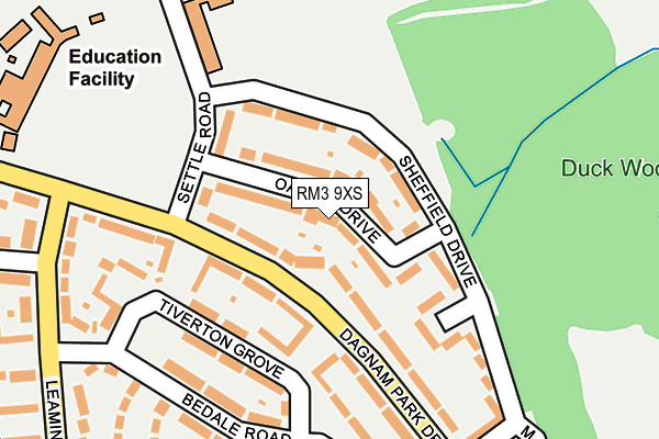 RM3 9XS map - OS OpenMap – Local (Ordnance Survey)