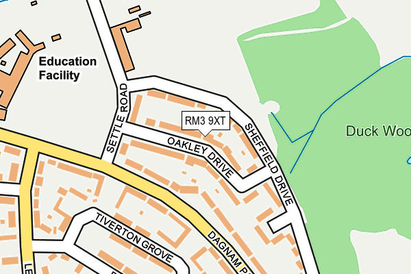 RM3 9XT map - OS OpenMap – Local (Ordnance Survey)