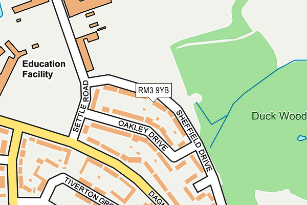 RM3 9YB map - OS OpenMap – Local (Ordnance Survey)