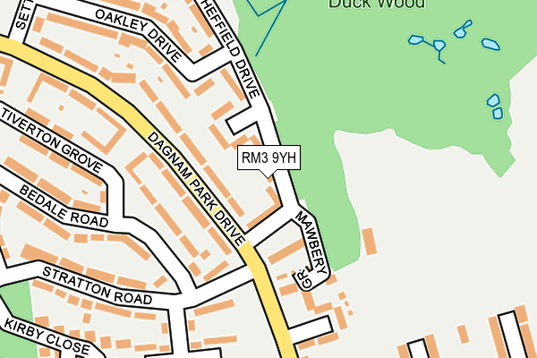 RM3 9YH map - OS OpenMap – Local (Ordnance Survey)
