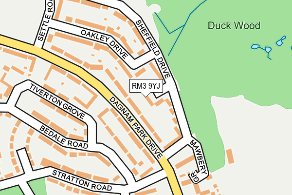 RM3 9YJ map - OS OpenMap – Local (Ordnance Survey)