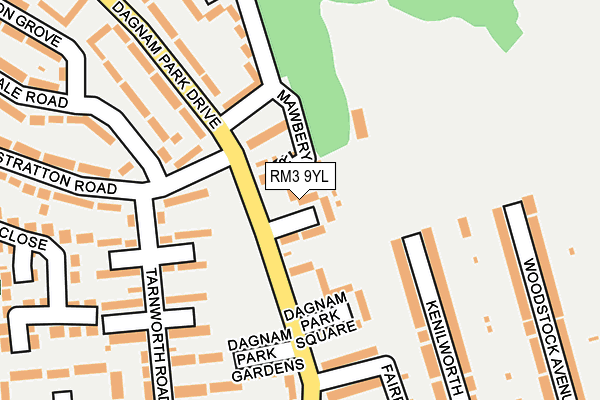 RM3 9YL map - OS OpenMap – Local (Ordnance Survey)