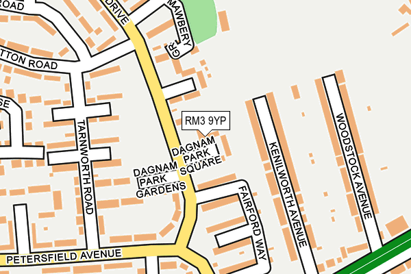 RM3 9YP map - OS OpenMap – Local (Ordnance Survey)