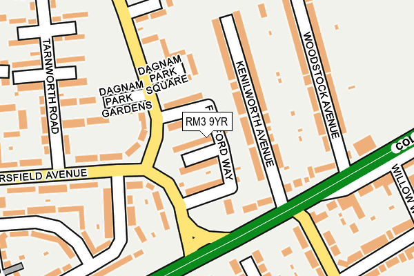 RM3 9YR map - OS OpenMap – Local (Ordnance Survey)