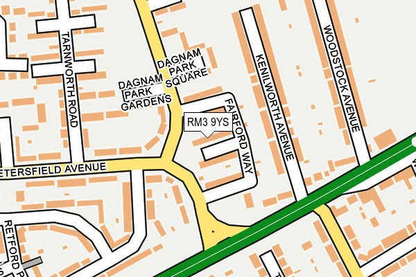 RM3 9YS map - OS OpenMap – Local (Ordnance Survey)