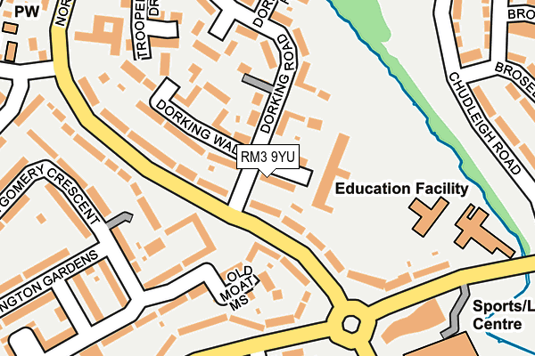 RM3 9YU map - OS OpenMap – Local (Ordnance Survey)