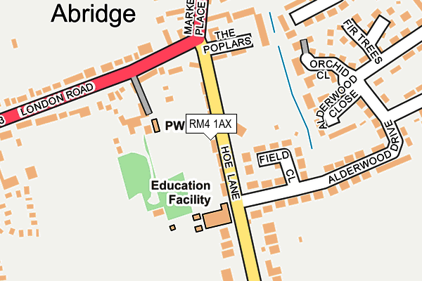 RM4 1AX map - OS OpenMap – Local (Ordnance Survey)