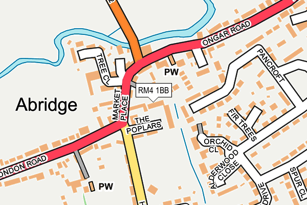 RM4 1BB map - OS OpenMap – Local (Ordnance Survey)