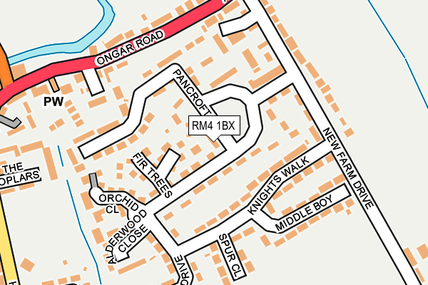 RM4 1BX map - OS OpenMap – Local (Ordnance Survey)