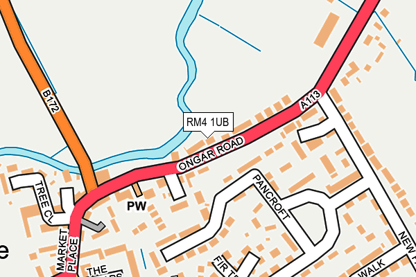 RM4 1UB map - OS OpenMap – Local (Ordnance Survey)