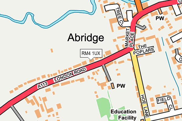 RM4 1UX map - OS OpenMap – Local (Ordnance Survey)