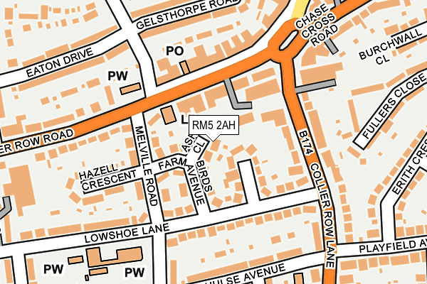 RM5 2AH map - OS OpenMap – Local (Ordnance Survey)