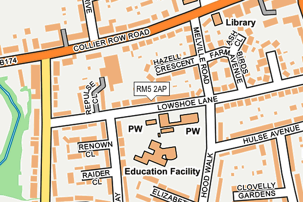RM5 2AP map - OS OpenMap – Local (Ordnance Survey)