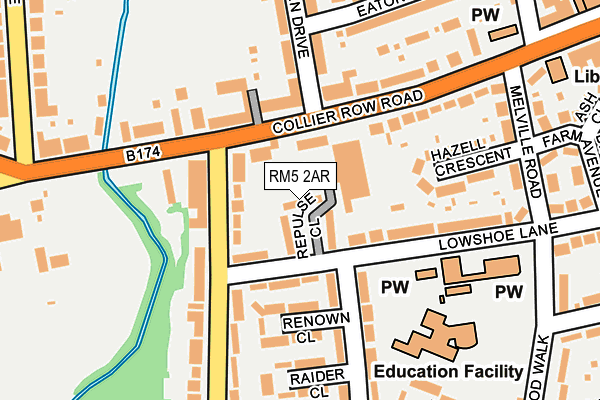 RM5 2AR map - OS OpenMap – Local (Ordnance Survey)