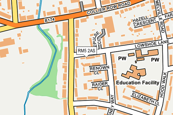 RM5 2AS map - OS OpenMap – Local (Ordnance Survey)