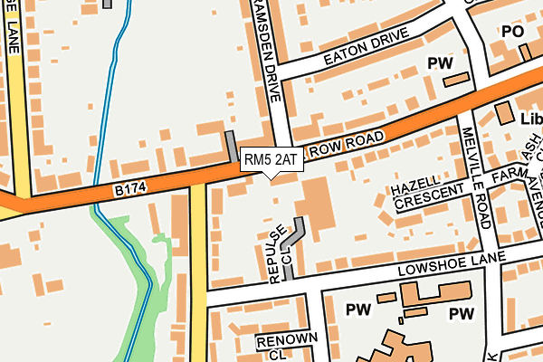 RM5 2AT map - OS OpenMap – Local (Ordnance Survey)