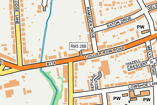 RM5 2BB map - OS OpenMap – Local (Ordnance Survey)