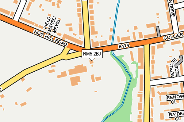 RM5 2BJ map - OS OpenMap – Local (Ordnance Survey)