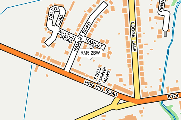 RM5 2BW map - OS OpenMap – Local (Ordnance Survey)