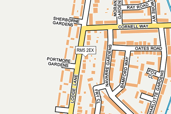 RM5 2EX map - OS OpenMap – Local (Ordnance Survey)