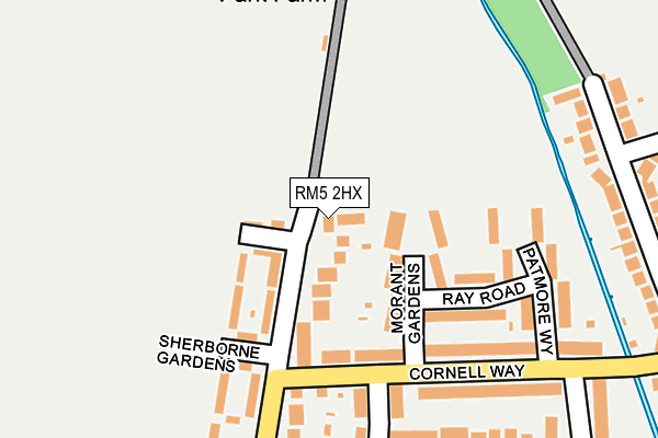 RM5 2HX map - OS OpenMap – Local (Ordnance Survey)
