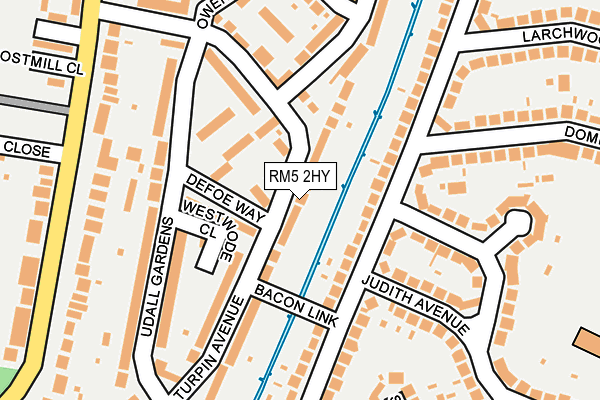 RM5 2HY map - OS OpenMap – Local (Ordnance Survey)