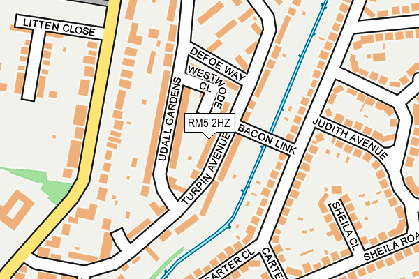 RM5 2HZ map - OS OpenMap – Local (Ordnance Survey)