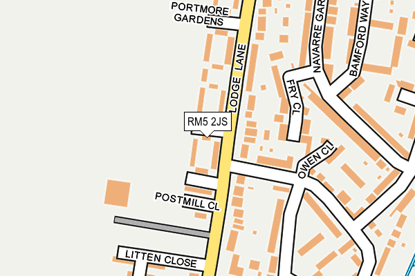 RM5 2JS map - OS OpenMap – Local (Ordnance Survey)