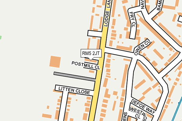 RM5 2JT map - OS OpenMap – Local (Ordnance Survey)