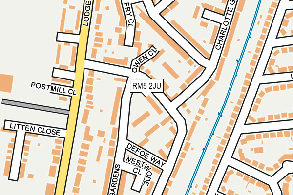 RM5 2JU map - OS OpenMap – Local (Ordnance Survey)