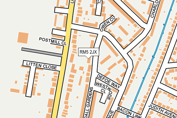 RM5 2JX map - OS OpenMap – Local (Ordnance Survey)