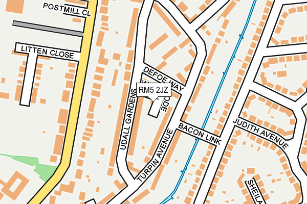 RM5 2JZ map - OS OpenMap – Local (Ordnance Survey)