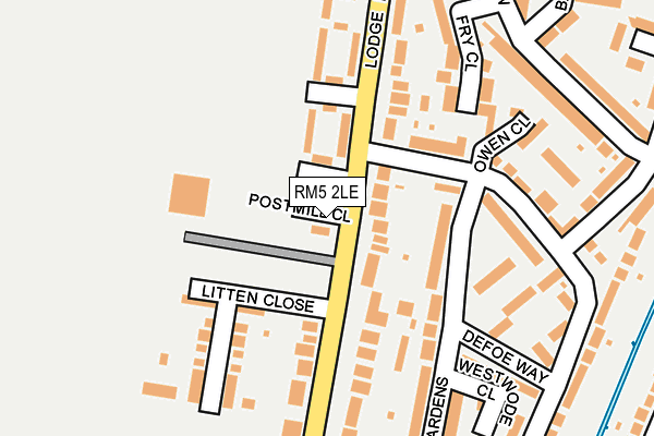 RM5 2LE map - OS OpenMap – Local (Ordnance Survey)