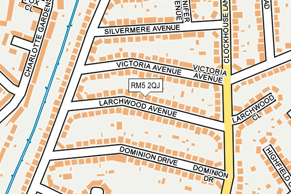 RM5 2QJ map - OS OpenMap – Local (Ordnance Survey)