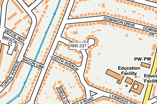 RM5 2QT map - OS OpenMap – Local (Ordnance Survey)