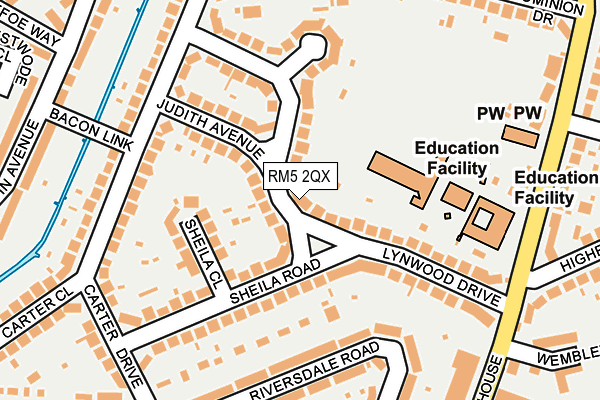 RM5 2QX map - OS OpenMap – Local (Ordnance Survey)