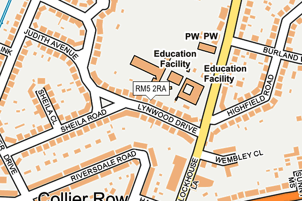 RM5 2RA map - OS OpenMap – Local (Ordnance Survey)