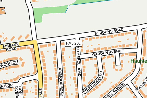 RM5 2SL map - OS OpenMap – Local (Ordnance Survey)
