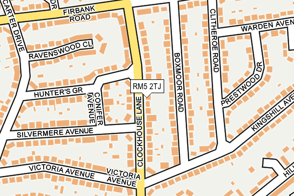 RM5 2TJ map - OS OpenMap – Local (Ordnance Survey)
