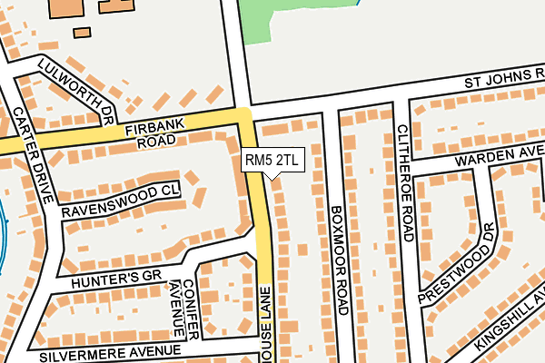 RM5 2TL map - OS OpenMap – Local (Ordnance Survey)