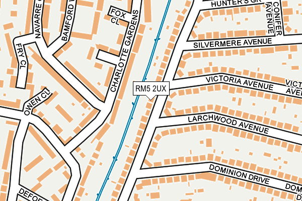 RM5 2UX map - OS OpenMap – Local (Ordnance Survey)