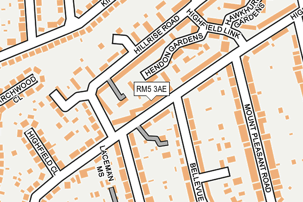 RM5 3AE map - OS OpenMap – Local (Ordnance Survey)