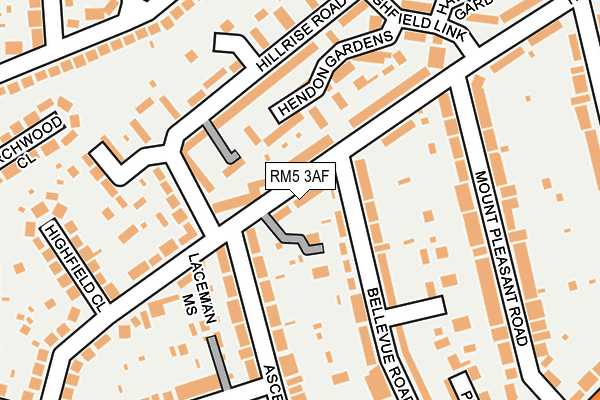 RM5 3AF map - OS OpenMap – Local (Ordnance Survey)