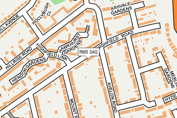 RM5 3AQ map - OS OpenMap – Local (Ordnance Survey)