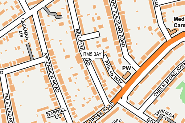RM5 3AY map - OS OpenMap – Local (Ordnance Survey)
